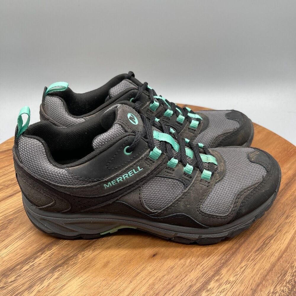 Merrell Kimsey Shoes Womens Size 7 Black Green Hiking Walking Trail Comfort
